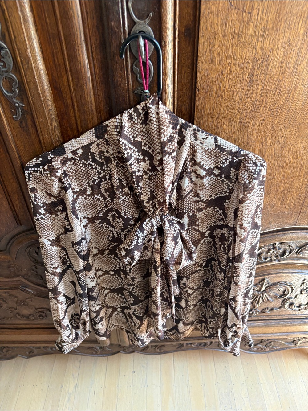 Altuzarra for Target Women’s SX Brown Snake-Print Tie-Neck Blouse